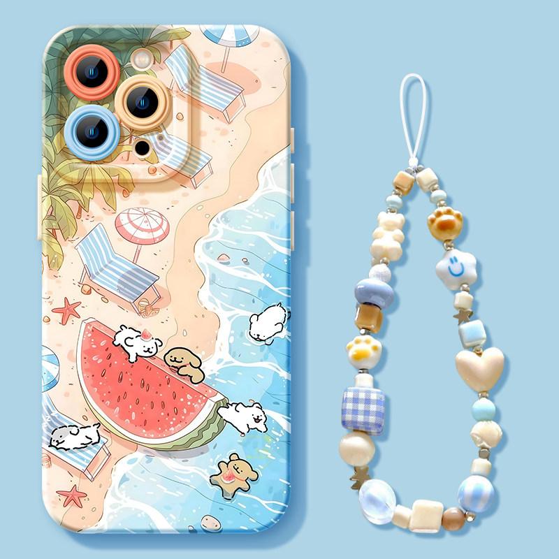 Watermelon puppy for iPhone17promax Apple 16 summer phone case 15 with lanyard 14 silicone case