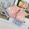Children's Velvet Thickened Knitted Gloves: Warm, Finger-Accessible, Cartoon Design for Autumn/Winter