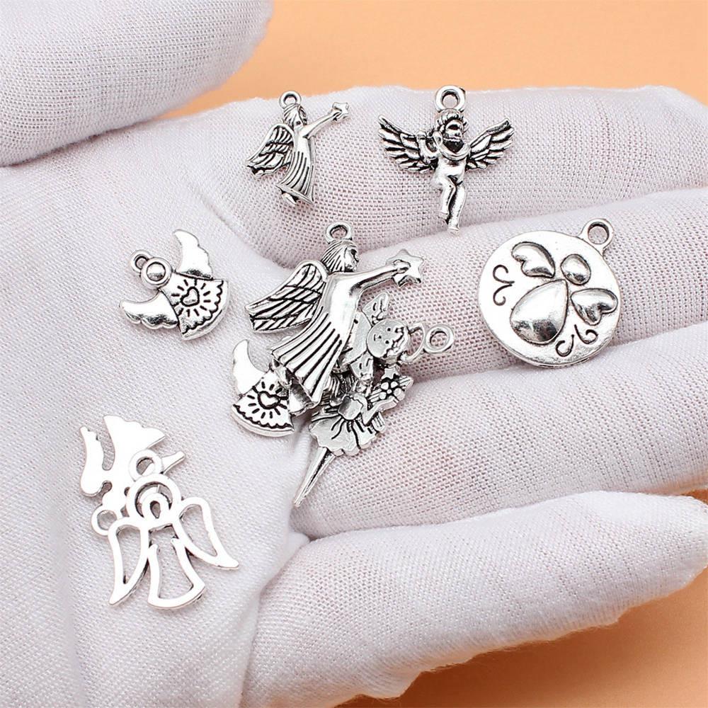 

Ангельские крылья в форме сердца, смешанный набор, подвеска, ювелирные изделия для девочек, кавайные украшения A05-10pcs-Mix Size