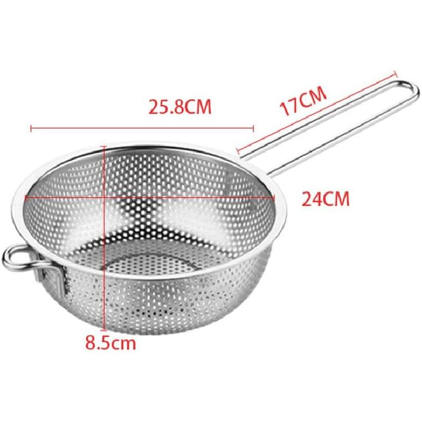 Edelstahl-Abtropfsiebkorb mit Griff Feinmaschiges Sieb zum Waschen von Obst, Gemüse und Pasta Hochbelastbares Abtropfwerkzeug für den Küchengebrauch