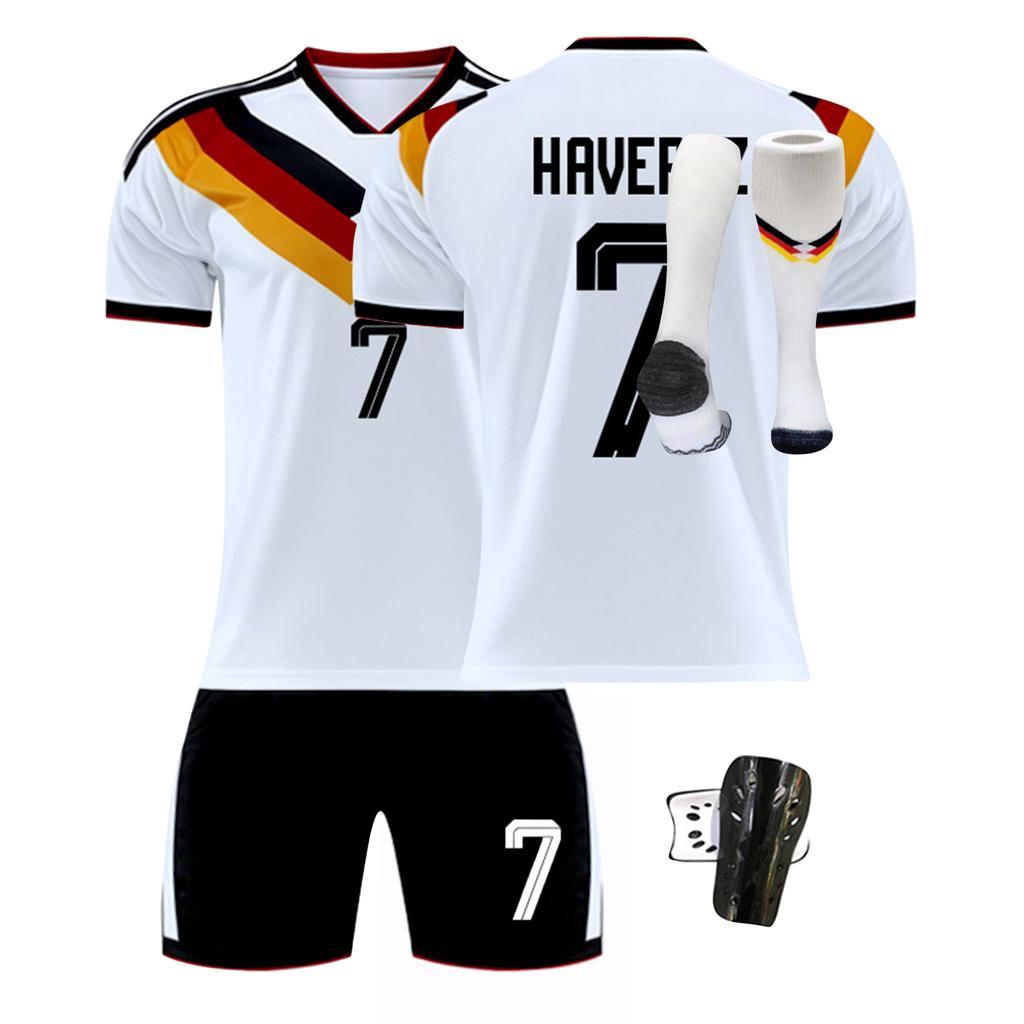 Men's Soccer Jersey Set Includes Short Sleeve Shirt Shorts Shin Guards and Socks Suitable for Sports Training and Matches