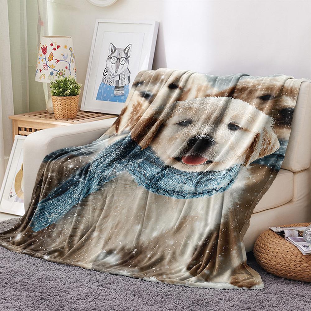 Golden Retriever Print Flannel Blanket, High Quality Comfortable for All Seasons, Home Decor, Warmth and Comfort, Perfect for Christmas Gifts