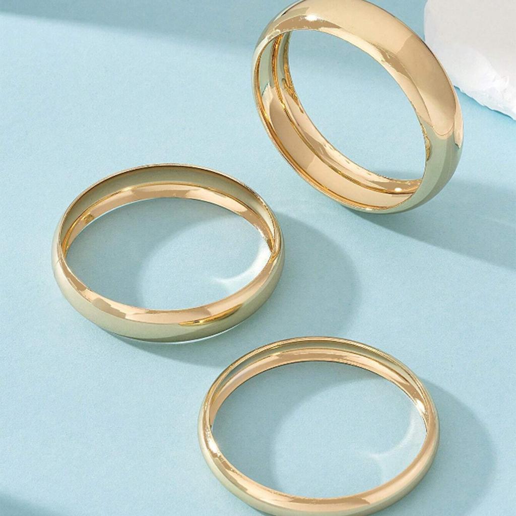 Złoty Gładki Krąg, Duży, Średni i Mały, Personalizowana Szeroka Bransoletka, Modny Zestaw, Przesadzona Bransoletka, Ta Sama Bransoletka dla Mężczyzn i Kobiet