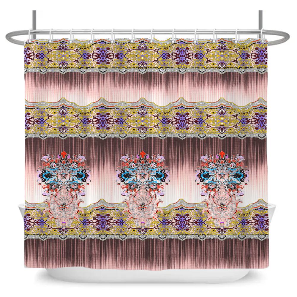 Flowers Shower Curtain Watercolor Flower Bath Curtain Print Polyester Fabric Waterproof Bathroom Curtains with Hooks Bath Screen