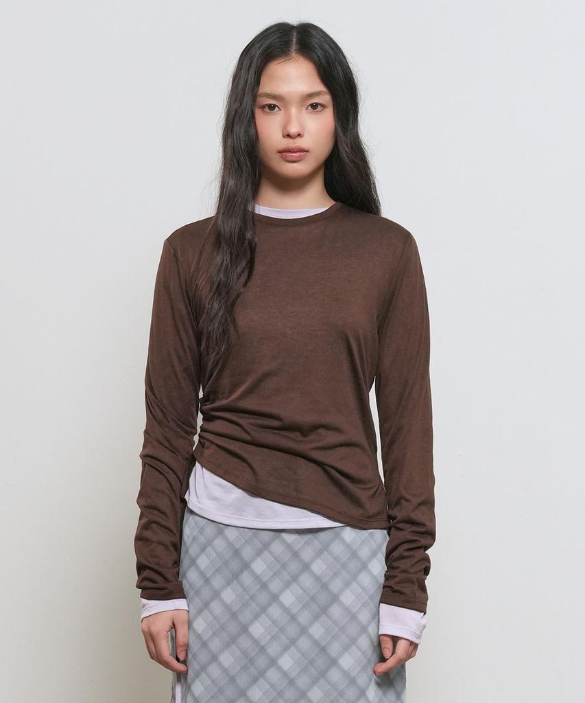 GENERALIDEA Shirred Long Sleeve T-Shirt [Brown] / Gf2Lts517