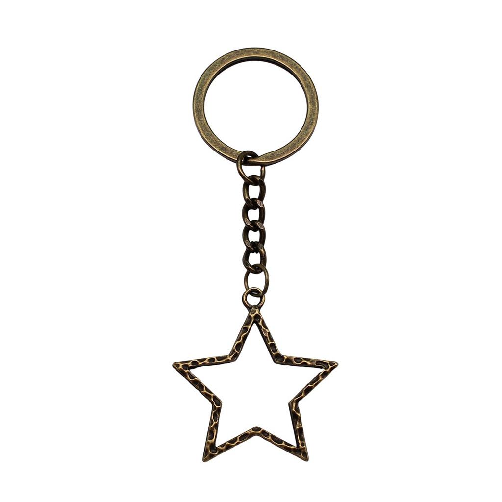 28mm Key Ring Star Pentagram Moon Minimalist Jewelry Components QY043