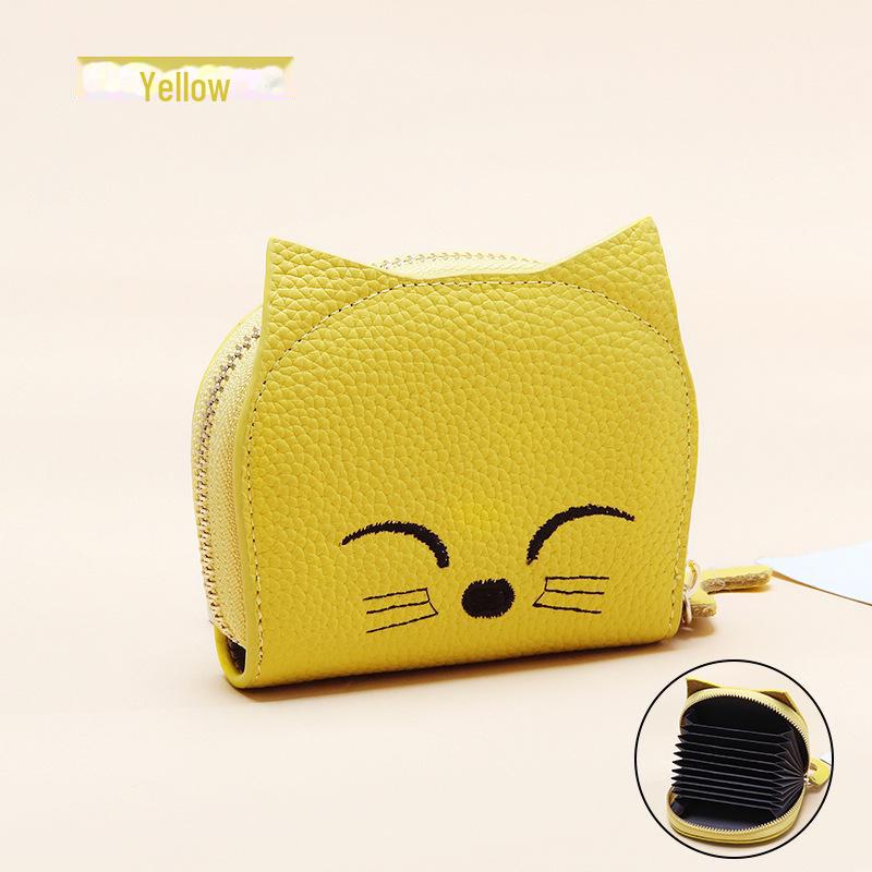 2024 Women's Cute Cartoon Pendant Leather Card Holder with Multi-Slot ID