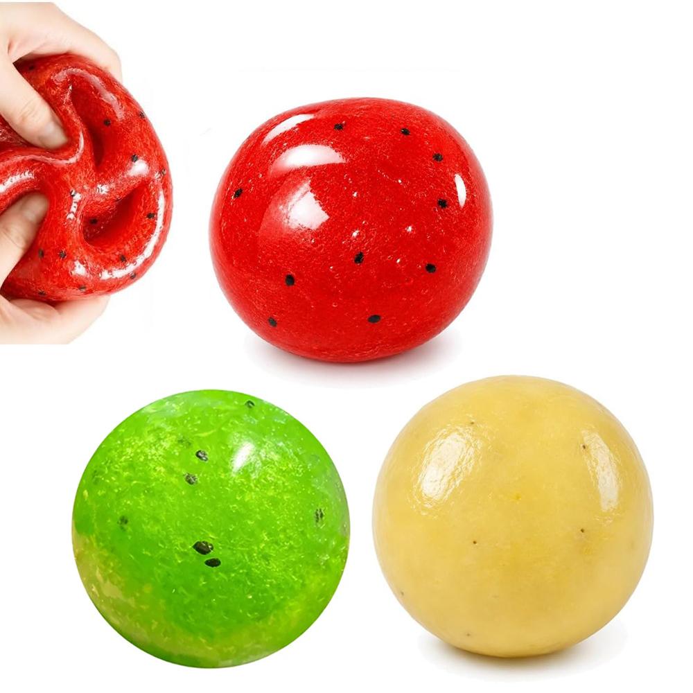 2027 Hot Sale Fruit Ice Sand Squishy Ball Handmade Watermelon/Kiwi/Potato Squeeze Toy, Helps Relieve Anxiety, Funny Adult Gift