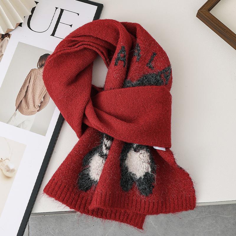 Korean knitted cartoon koala cashmere autumn and winter students thickened warm atmosphere koala versatile scarf scarf women
