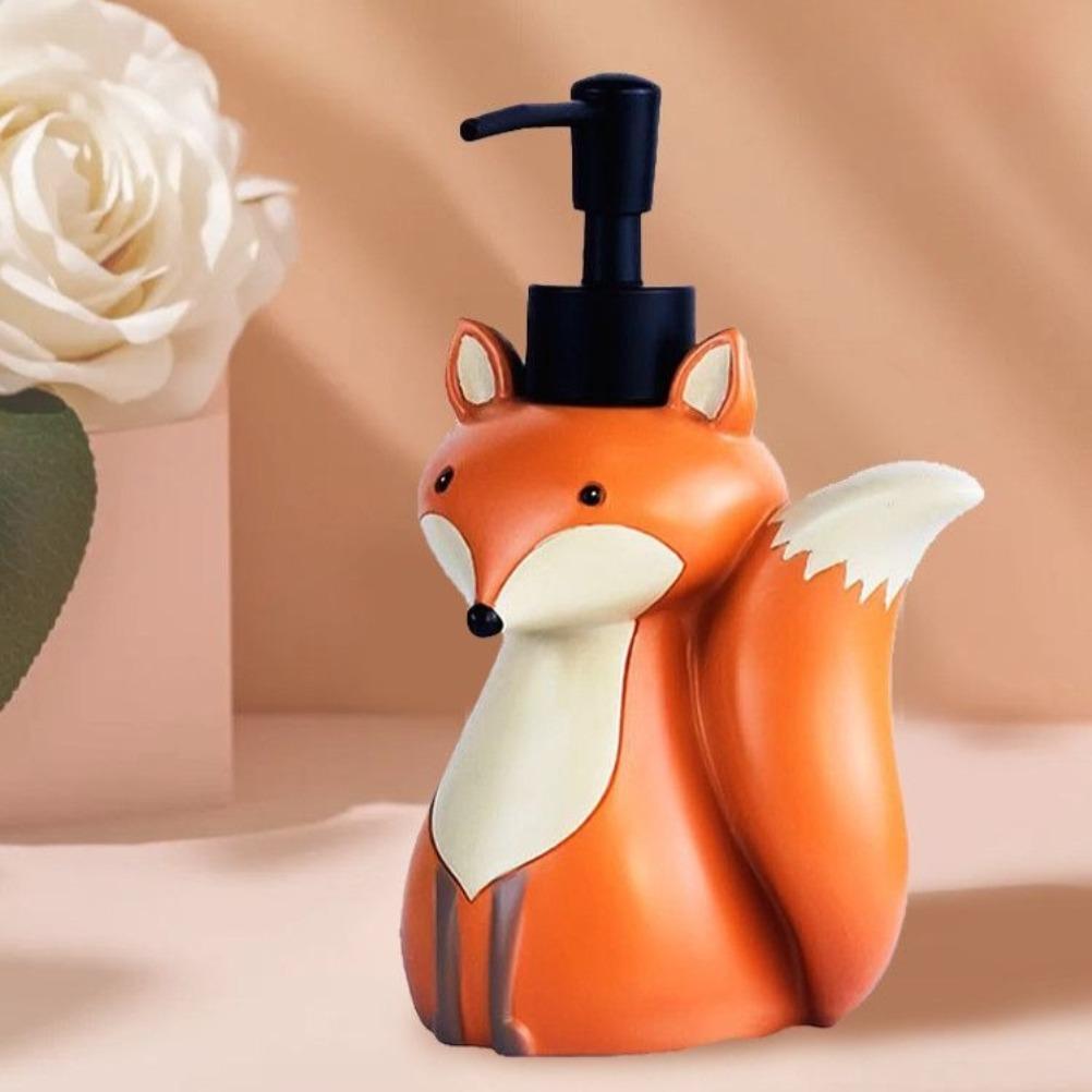 Cute Fox Liquid Soap Dispenser Resin Dispenser 500ml Large Capacity Shampoo Dispenser for Liquid Soap Bathroom Accessories