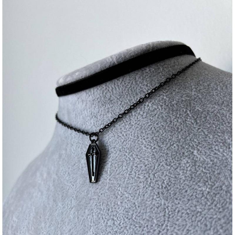 Gothic Black Coffin Necklace - Emo & Trash Rock Style