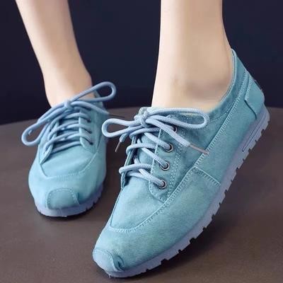 Yürüyüş Kadın Moda Kanvas Günlük Ayakkabı Bağcıklı Platform Şeker Renkli Dış Mekan Yıkanmış Kumaş Ayakkabı