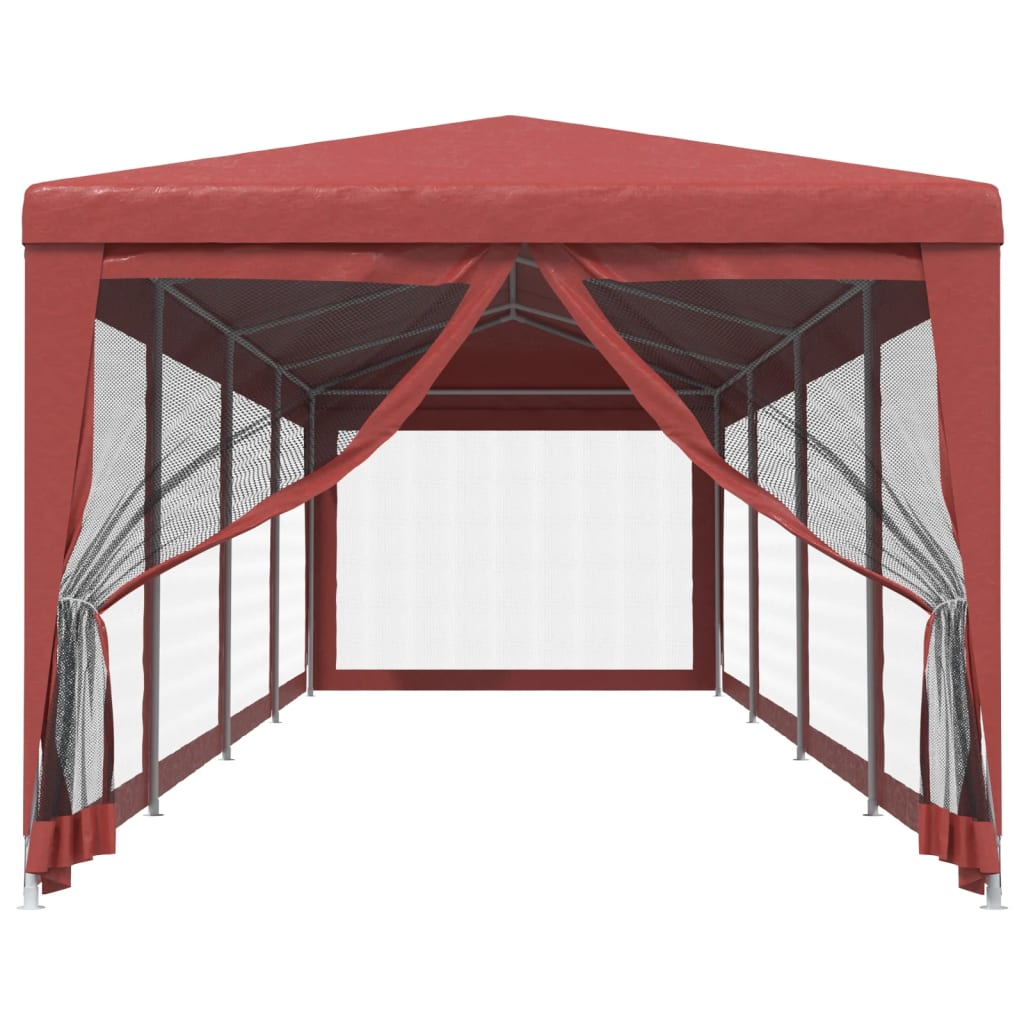 Vidaxl Party Tent With 10 Mesh Walls, Red, 3X12 M, Hdpe