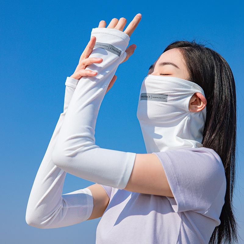 Maska na twarz i rękawki Ice Silk chroniące przed słońcem do jazdy na rowerze na świeżym powietrzu