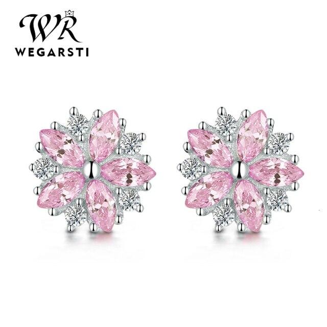 Sølv 925 Smykker Øredobber Kvinne Rosa Kirsebær Øredobb 925 Sterlingsølv Øredobber Bryllupsøredobb