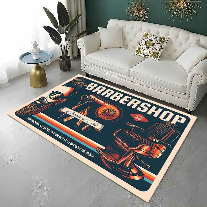 Retro Barber Shop Fashion Sign Large Area Rug Non-slip Durable Carpet for Bedroom Living Room Sofa Doormat Home Decor Floor Mat