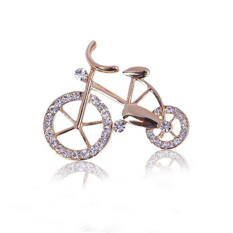 Fashion Personality Crystal Bicycle Brooch Men And Women Gift Fashion Suit Accessories Needle Bride Brooch For Women