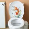Self-Adhesive Toilet Lid Decals Watercolor Goldfish Seat Sticker & Water Plants Tank Stickers PVC Waterproof Bathtub Decal for Bathroom Decor