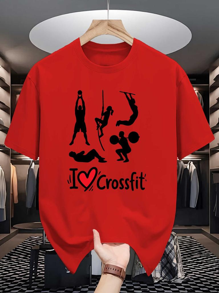 Unisex Rundhals T-Shirt Crossfit Fitness Workout Grafikdruck Weiche Baumwolle Locker Atmungsaktiv Kurzarm Sommer Lässig Streetwear Tops