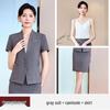 Women's Blue Short-Sleeve Professional Suit Set for Hotel Manager or Receptionist - Spring/Summer Formal Workwear