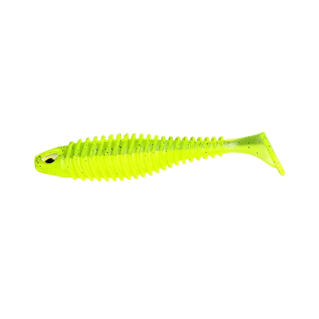 Soft Fishing Lure 6 5cm 2g Ribbed Body Swimbait with Eye Detail and T-Tail Design Bionic PVC Sinking Bait Double Color Spiral Pattern