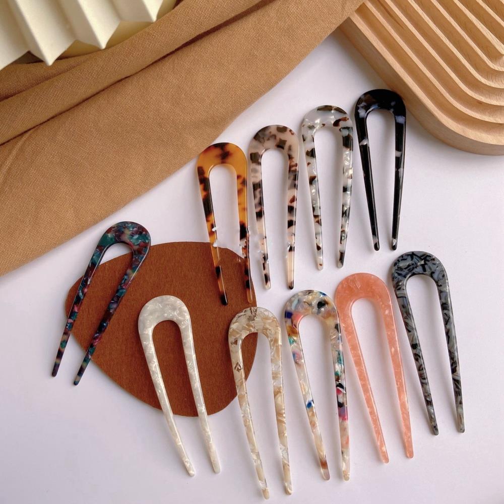 

Fashion U-shaped Hair Fork Tortoiseshell Acetate Hairpin Geometric Headwear Acrylic Hair Sticks Women Girls Hair accessories