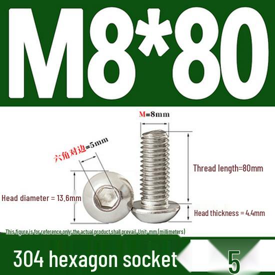 ISO7380 Stainless Steel Hex Drive Dome Head Screws - M2 to M16