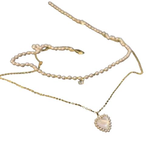 

Ожерелье с подвеской, двухслойное индивидуальное ожерелье на день Святого Валентина, любящая форма, ожерелье-цепочка из искусственного жемчуга