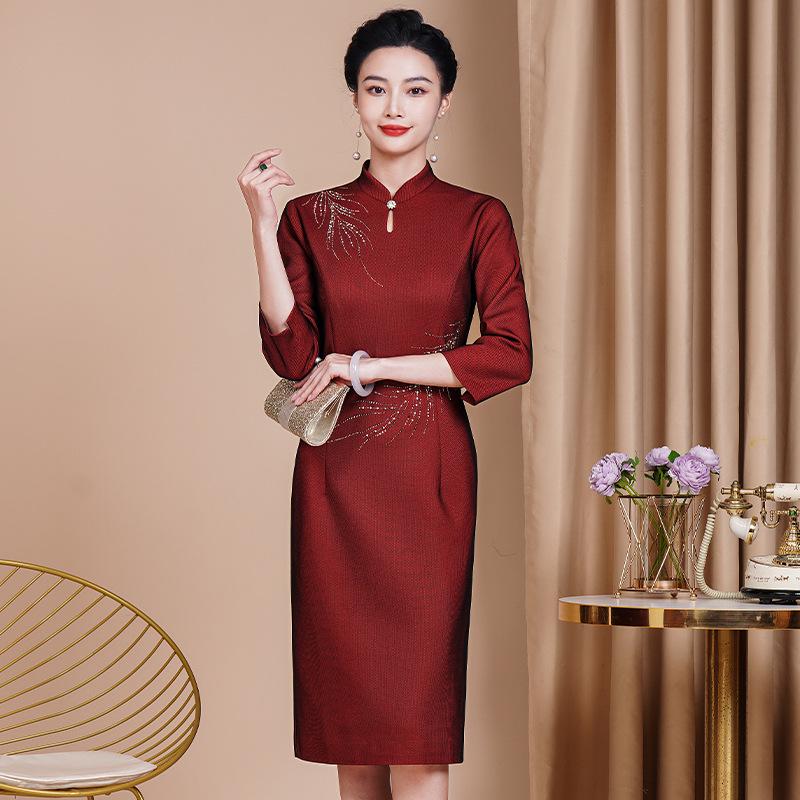 

Dignified Plus Size Spring Qipao - Mother of the Bride/Groom Wedding Dress 3XL