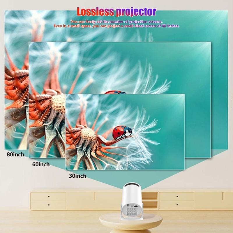 Full 1080P Wireless Projector Featuring 240 Degree Rotatable Lens and Auto Keystones Correction for Home Entertainment US 110V Compatibility