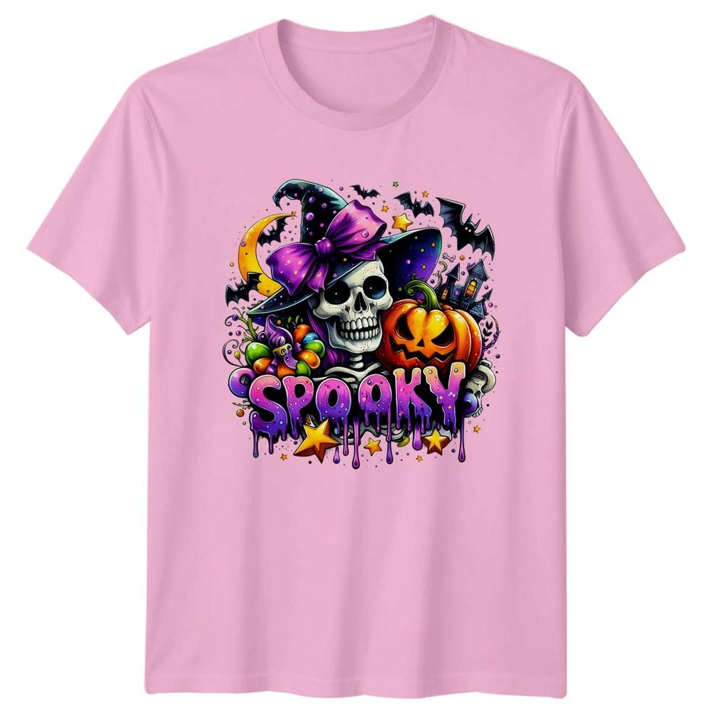 Spooky Halloween Skeleton Pumpkin Bats Unisexs TShirt Unisexs Graphic Tee