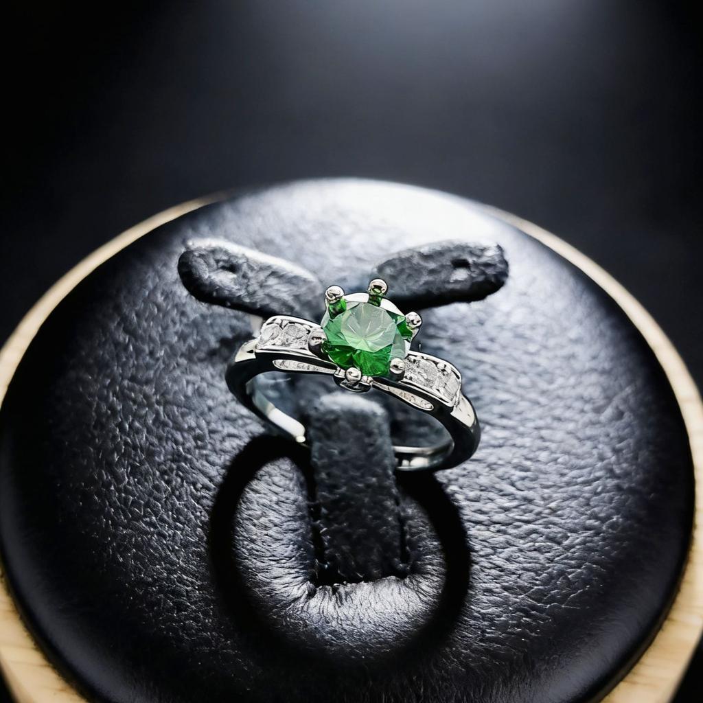 Jewelry Simulation Sapphire Ruby Bow Six-Claw Ring One Carat Emerald Ring Women