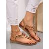Women's Beaded Ethnic Style Clip-foot Herring-shaped Flat Sandals Flat-heeled Women's Shoes