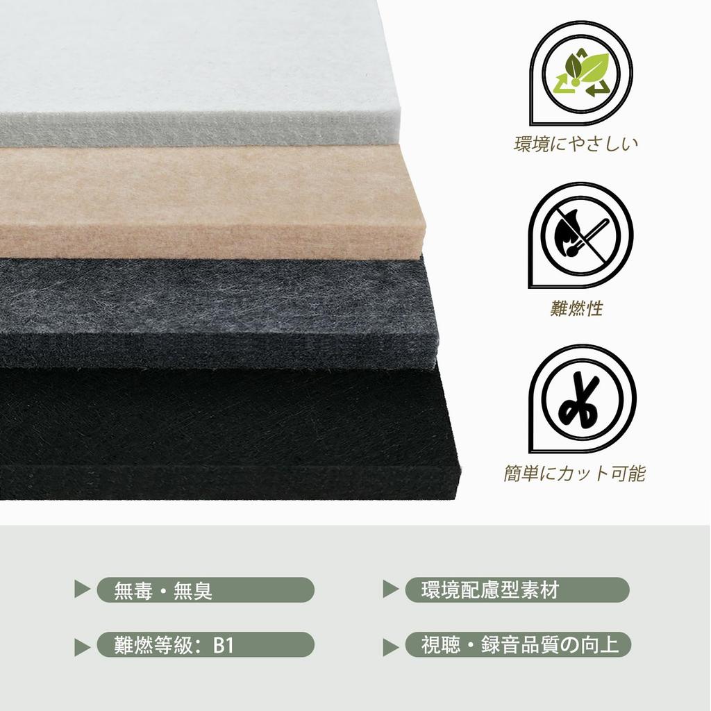 TroyStudio Sound-Absorbing Panels, 400 x 300 x 12mm, Pack of 6, Soundproofing Sheets, Soundproofing Wall Felt, Decorative Wall Tiles,