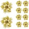 8pcs Snowflake Like Christmas Flower Gold/Silve Poinsettia Flowers  Christmas