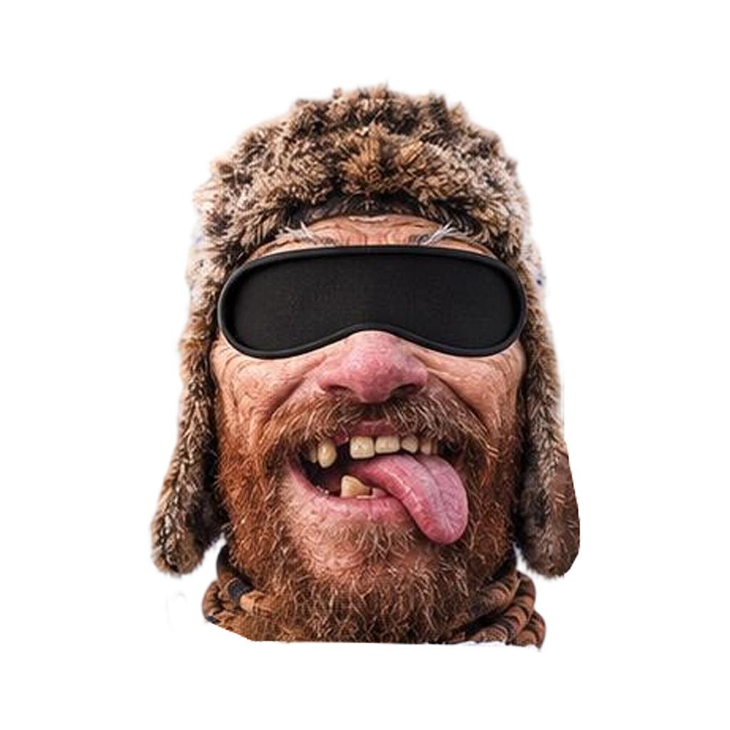 Novelty Old Man Face Ski 3D Full Print Full Face Winter Windproof, Sunglasses Not Included