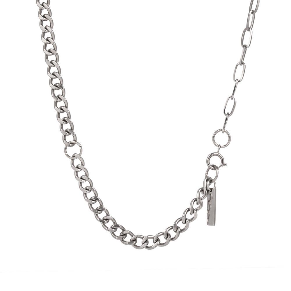Minimalist Titanium Steel Chain Necklace With Geometric Pendant For Unisex Daily Wear