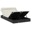 2 Person Sun Lounger with Canopy Black 213x118x97 cm Poly Rattan