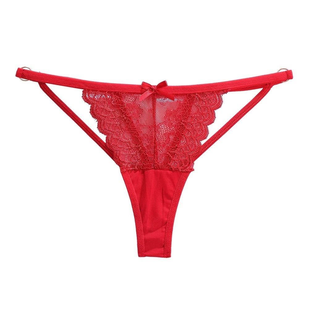 Stretchy Strappy Sheer Lace Thong Low Waist Romantic Panties Floral Embroidery Briefs  Ladies Girls