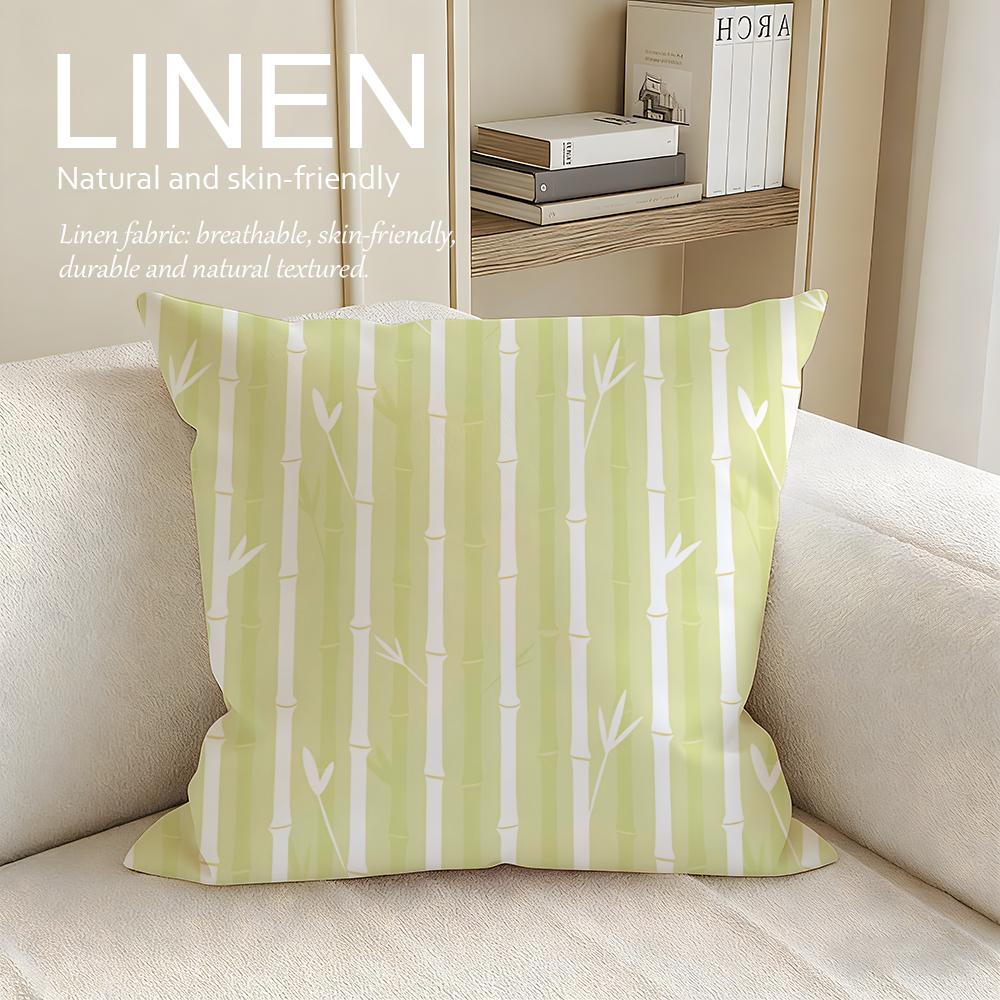 Plant Bamboo Cushion Cover Linen Decorative Pillowcase Set Pcs x x x Breathable Washable Sofa Cushion Cover