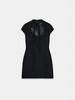 Elegant Women's V-Neck Dress with Front Cross Bow Decoration - Short Fashionable Design