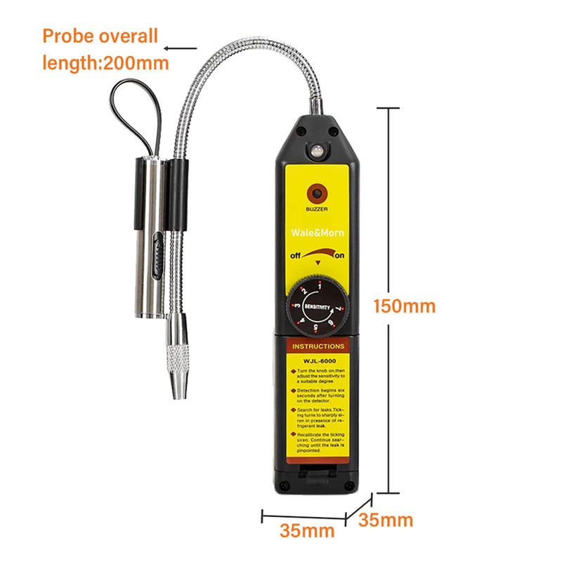 WJL-6000 Freon Leak Detector for R134a R410A R12 R22 R404A Halogen Gas HVAC Sniffer Automotive Leakage Tester with 7.9-Inch