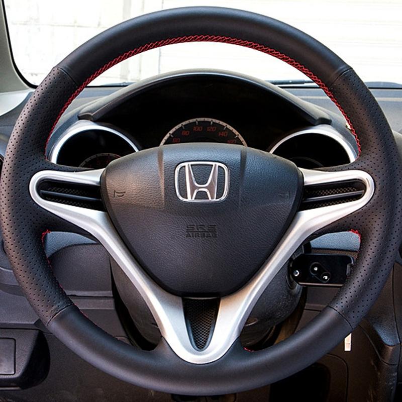 Coprivolante in Microfibra e Pelle Antiscivolo Nero per Honda Fit 2009-2013 City 2009-2013 Jazz 2009-2013 ight 2010