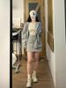 2026 Spring Korean Style Women's Gray Sporty High Waist Skirt - Casual Hip Wrap Sweatshirt Dress