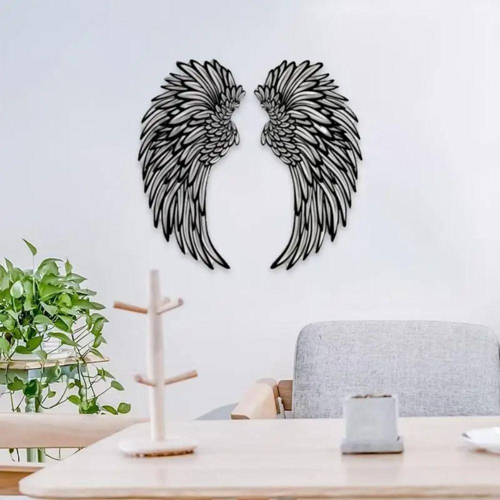 1 Pair Angel Wings Wall Art Decor With Led Lights Metal Mural Wall Art Sculpture  Photography