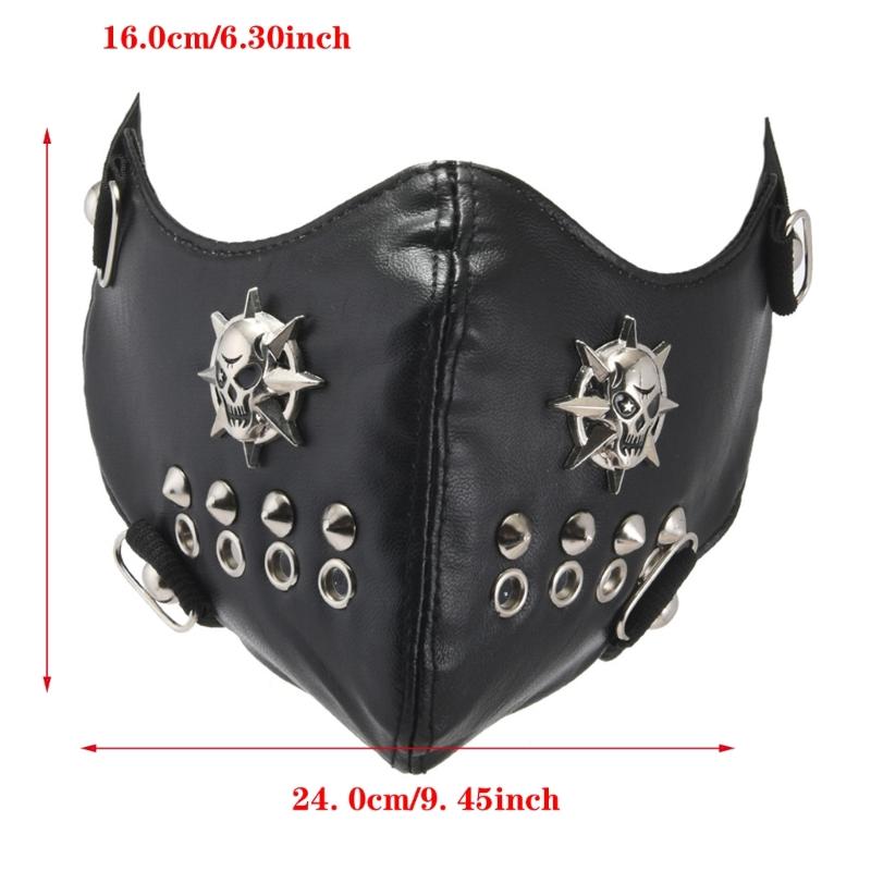 Punk Faux Leather Mask,Wind Protector Motorcycle Biker Half Face Mask,Anti Dust Sport Mask Cosplay Halloween Costume