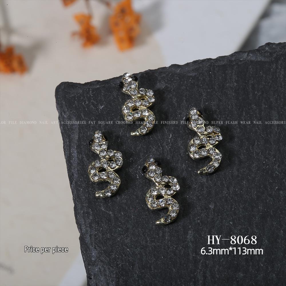 Shiny Rhinestone Snake-Shaped 3D Nail Art Accessories