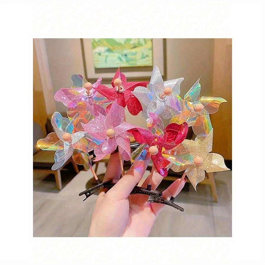 Colorful Windmill Hair Clips - Fun and Cute Headwear Accessories, Perfect for Parties and Gift Styles Random (Random Colors)