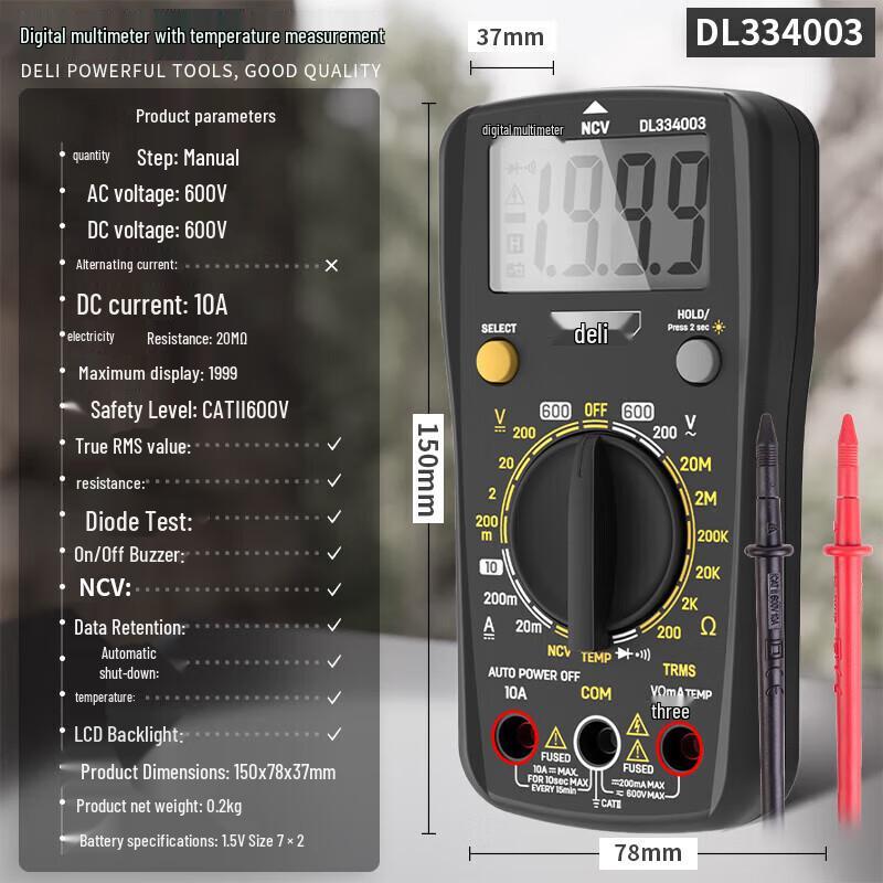 

Deli Digital Multimeter DL334003