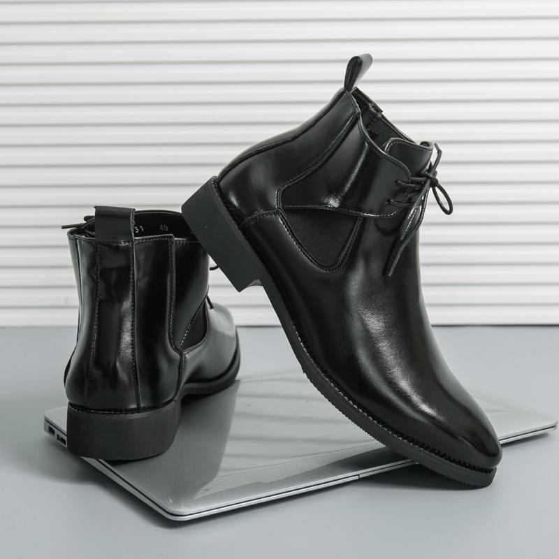 Fashion New Fashion Mens Leather Ankle Boots British Style Male Chelsea Boots Casual High Top Shoes Soft Leisure Walk Men Business Botas